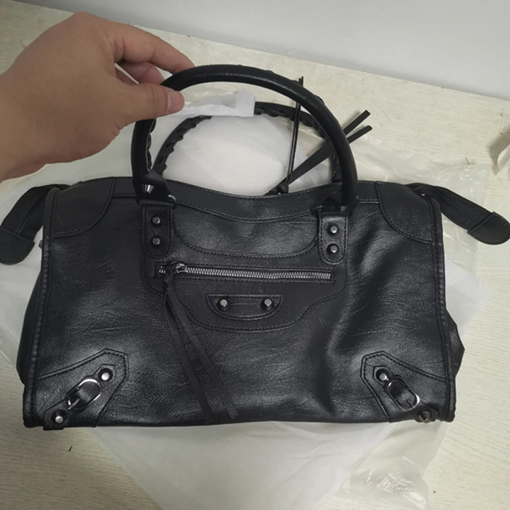 Saashi Women's 2025 Trendy Motorcycle Y2k Classic Street PU Leather Crossbody Handbag