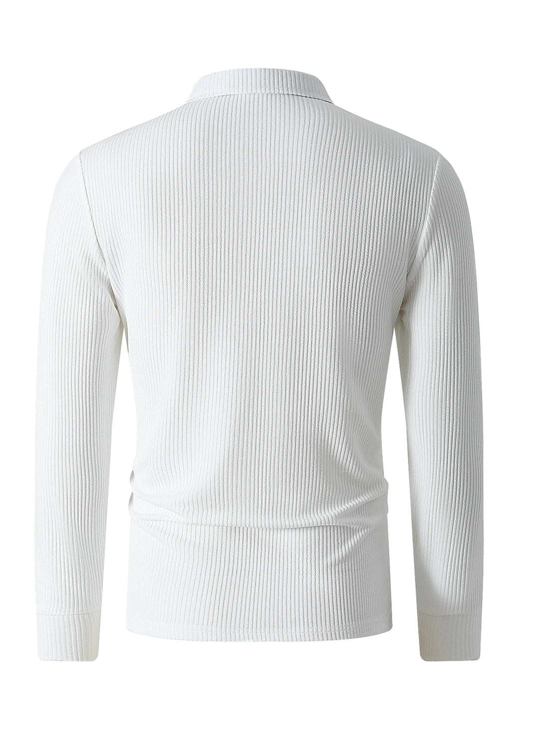 Saashi Men's Retro Style Striped Long Sleeve Outdoor Business Casual Polo Shirt.