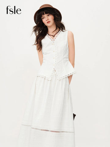 Saashi Cotton Lace Trim Two-Piece Set