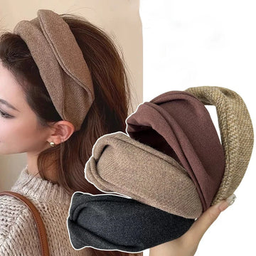 Saashi Women's Elegant Korea Fashion Wide Woolen Headband Hair Hoop Band Headwear.
