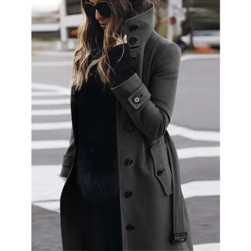 Saashi Women's Slim Fit Long Woolen Coat