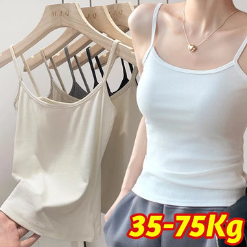 Saashi Sexy Sling Camisole Crop Top Solid Color Sleeveless Skinny Slim Fit Tank Base Tee for Women