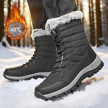 Saashi Winter Men's Snow Boots Warm Plush Anti-slip Outdoor Hiking Mid-length Couple.