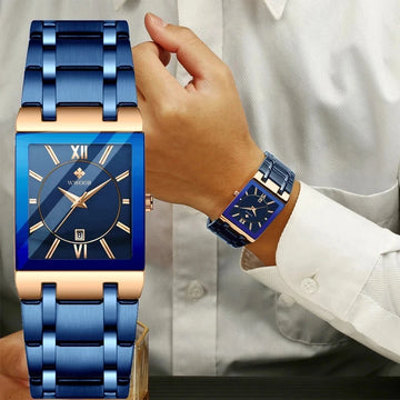 Saashi Square Blue Steel Watch