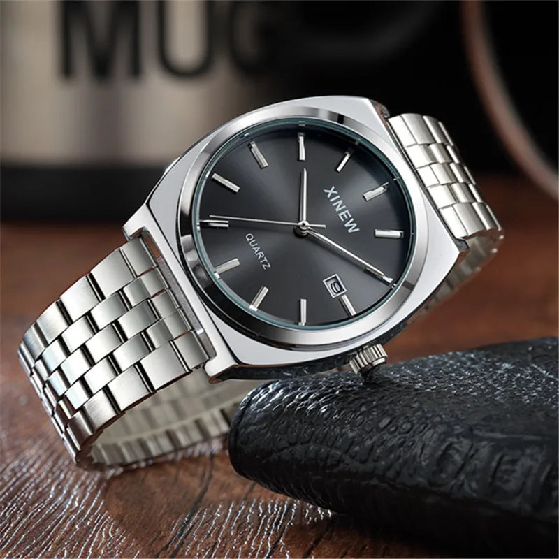 Saashi Silver Stainless Steel Date Watch