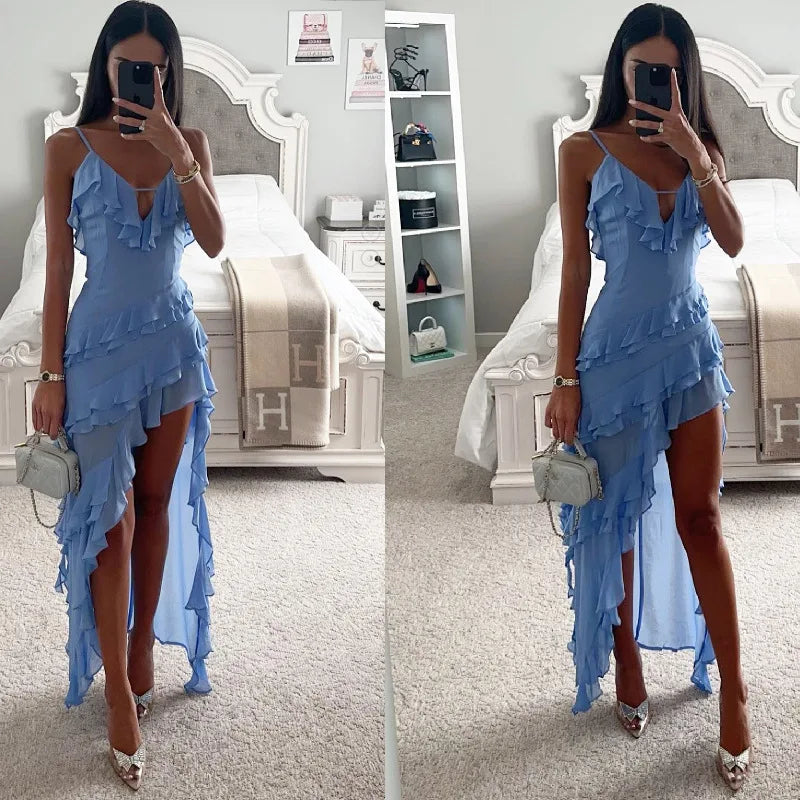 Saashi Tassel Maxi Bodycon Split Dress, Skinny Party Clubwear