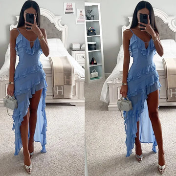 Saashi Tassel Maxi Bodycon Split Dress, Skinny Party Clubwear