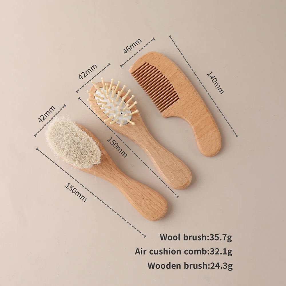 Saashi Custom Name Baby Hair Brush and Beechwood Comb Set