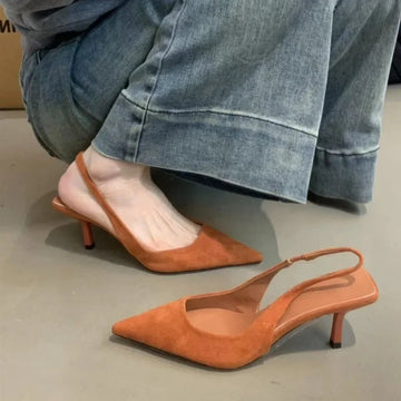 Saashi 2024 New Fashion Women High Heels Pointed Toe Pumps Stiletto Slingback Bridal Shoes