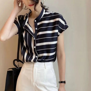 Saashi Summer Striped Short Sleeve Top