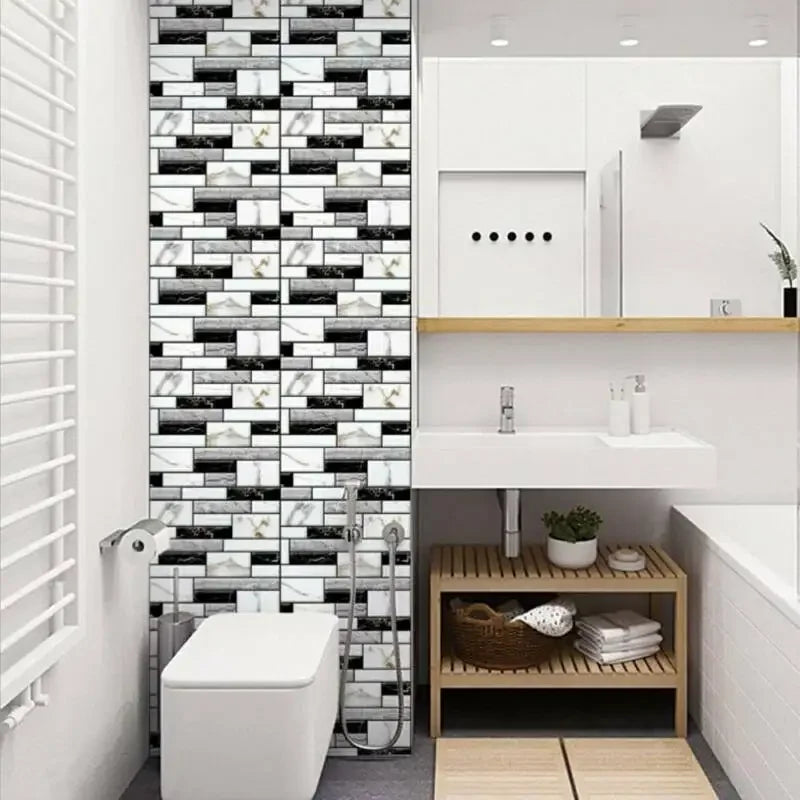Saashi 3D Tile Wall Stickers (10PCS, Waterproof PVC)