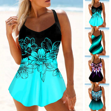 Saashi Hollowed Out Peony Print Bikini Set - Women's Beachwear