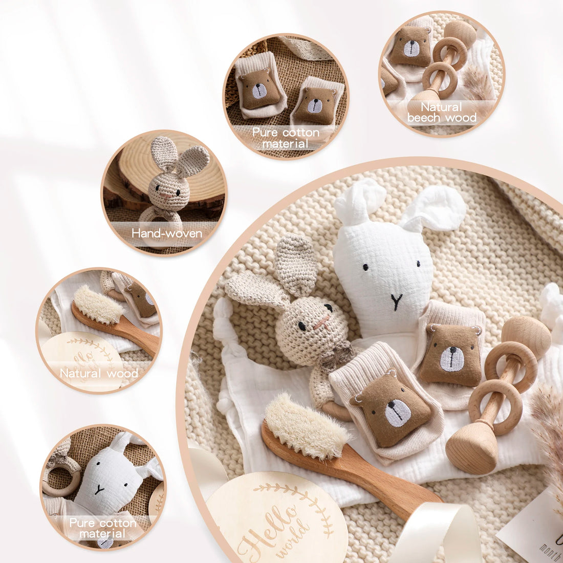 Saashi Newborn Baby Bath Gift Set with Cotton Blanket and Rattle