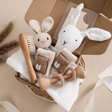Saashi Newborn Baby Bath Gift Set with Cotton Blanket and Rattle