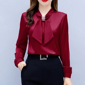 Saashi Bow Collar Chiffon Blouse