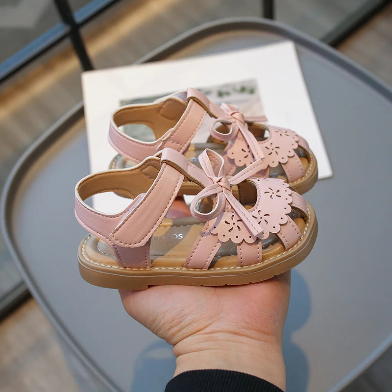 Saashi Lace Cut-Out Sandals – Princess Soft Sole Beach Shoes for Baby Girls