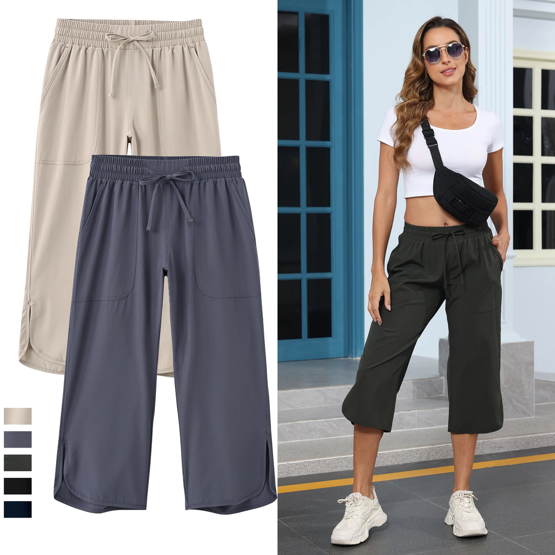 Saashi Cropped Cargo Capris Pants
