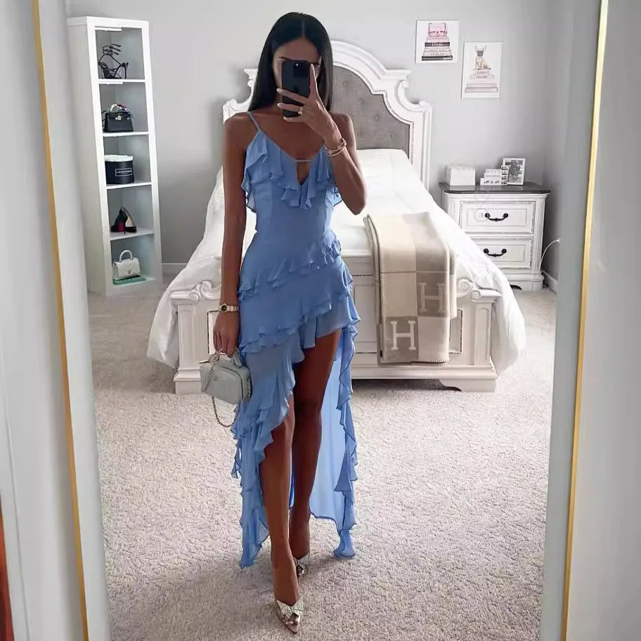 Saashi Tassel Maxi Bodycon Split Dress, Skinny Party Clubwear
