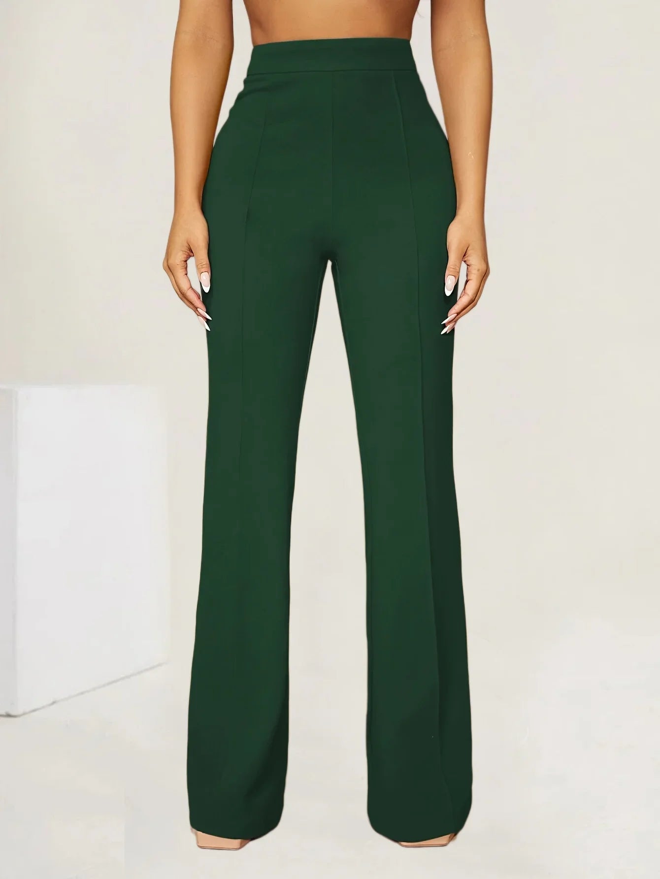 Saashi Plus Size Women’s Solid Color High-Waisted Straight Leg Pants – Casual, Fashionable, and Elegant Trousers