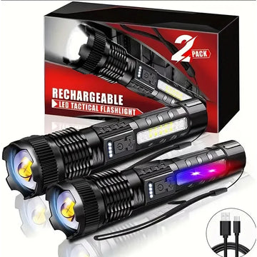 Saashi Labor Day High-Power LED Flashlight – 6-Mode Rechargeable Tactical Torch with Zoom for Camping, Fishing & Emergencies