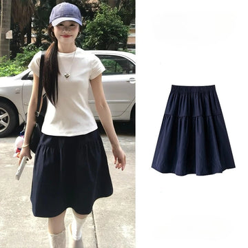 Saashi Women's Tibetan Blue Short Summer Thin High Waist A-Line Sports Skirt