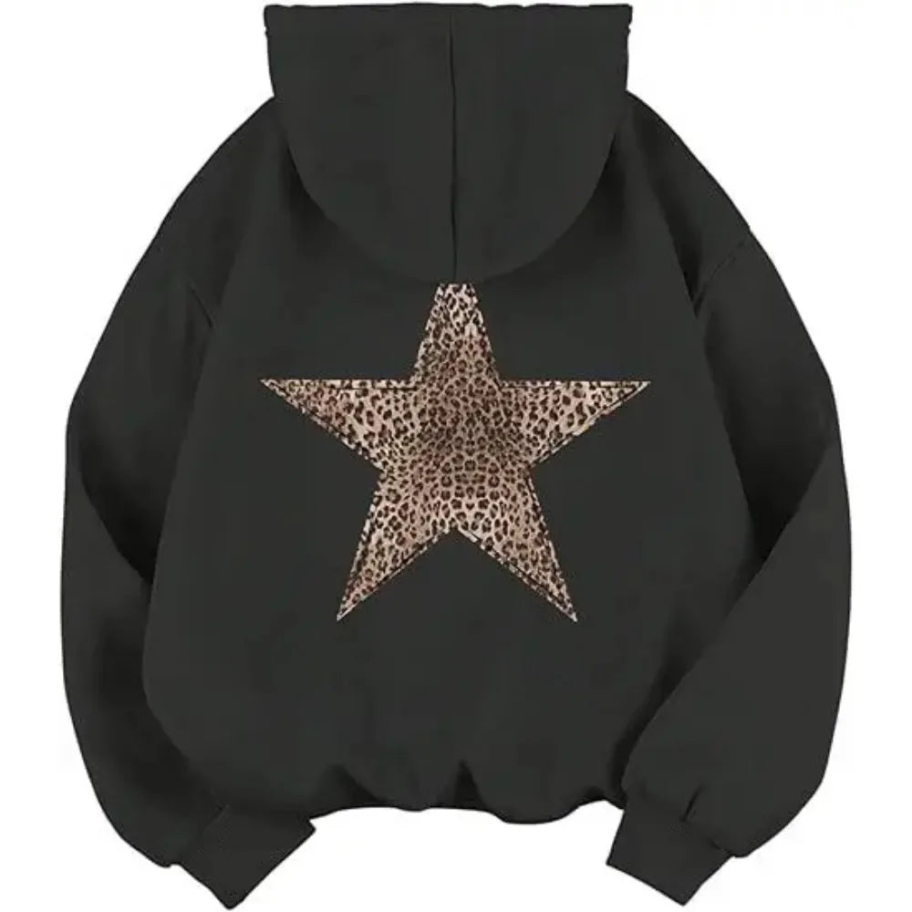 Saashi Star Leopard Print Hoodie