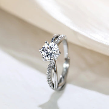 Saashi Solitaire Crisscross Engagement Ring