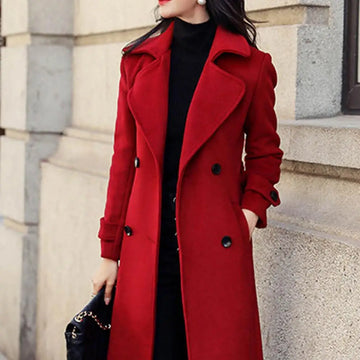 Saashi Women's Thermal Mid-Calf Wool Blend Overcoat