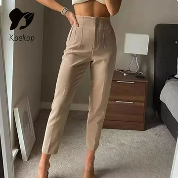Saashi Women's High Waist Pencil Trousers Office Fashion Black Pink White Formal Pants