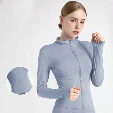 Saashi Women's Long Sleeve Yoga Jacket, a Stand-Up Collar Top for Workouts