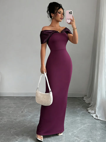 Saashi Off Shoulder Bodycon Maxi Dress