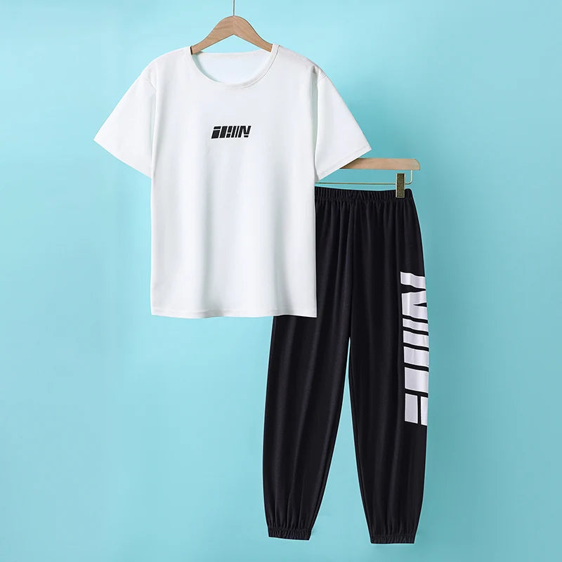 Saashi Teen Boys Print T-Shirt & Pants Set – Casual Summer 2-Piece Outfit