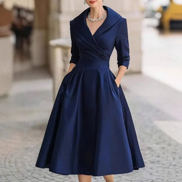 Saashi Elegant Long Sleeve Waist Dress