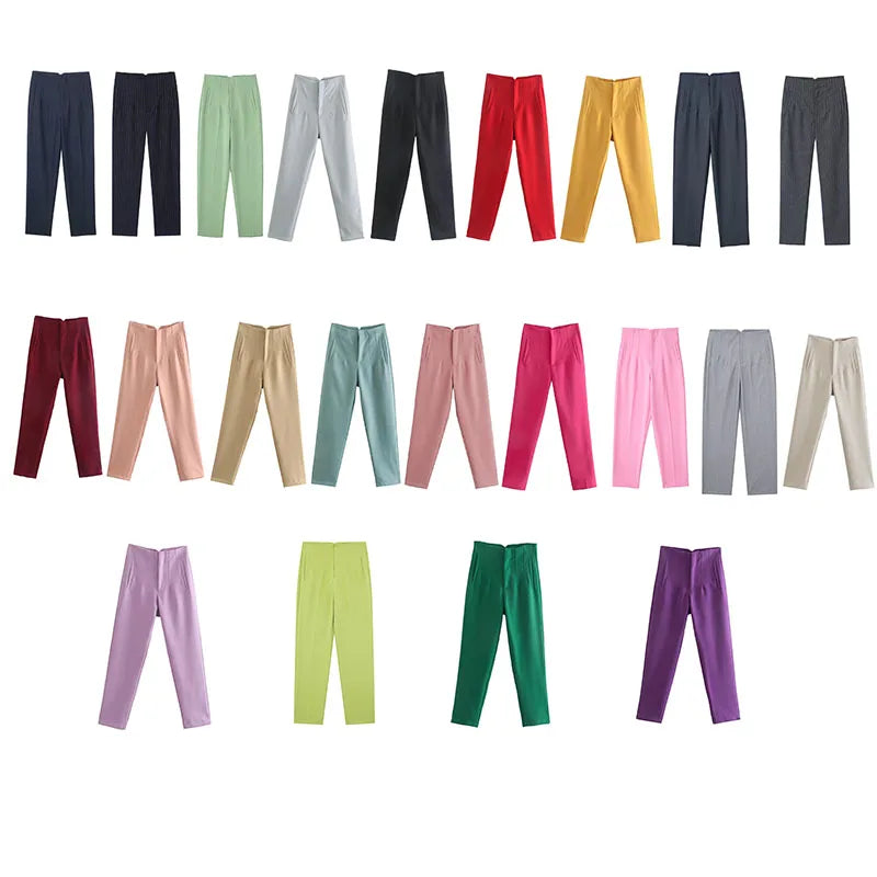 Saashi Women's High Waist Pencil Trousers Office Fashion Black Pink White Formal Pants