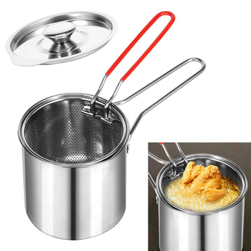 Saashi Stainless Steel Deep Fryer with Basket & Lid