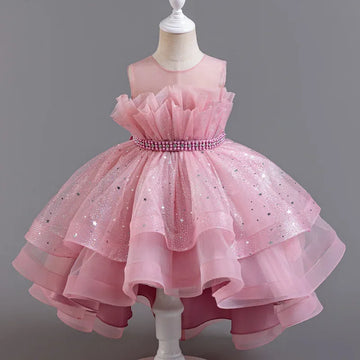 Saashi Girls Lace Mesh Sleeveless Party Dress