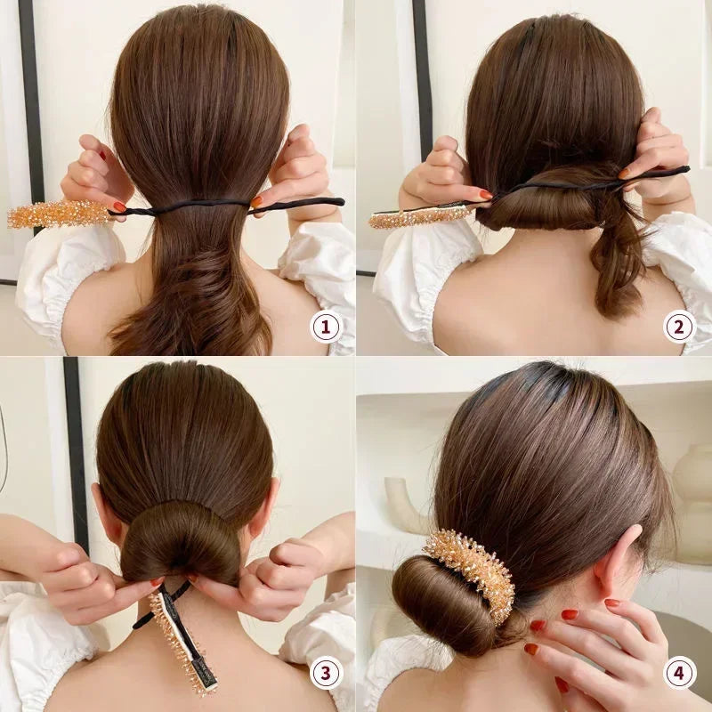 Saashi Korean Fashion Crystal Pearl Updo Hair Clips Elegant Braid Barrettes Accessories.