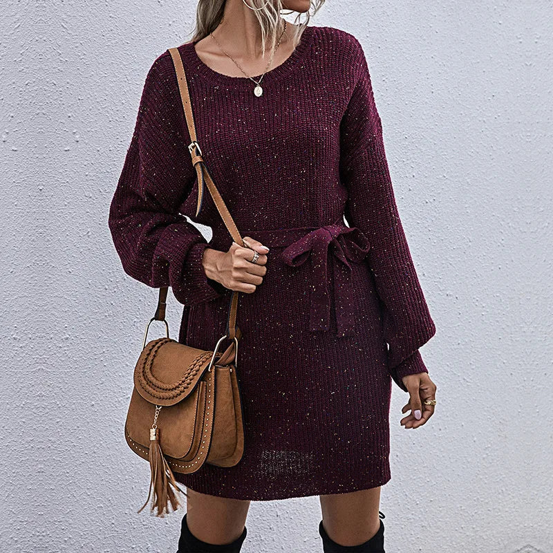 Saashi Solid Color A-Line Midi Dress for Women Casual Loose Fit Elegant Vintage Style