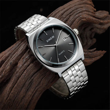 Saashi Silver Stainless Steel Date Watch