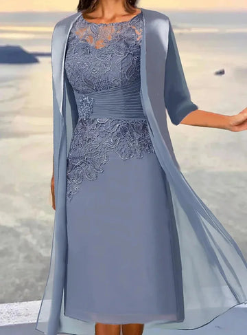 Saashi Dusty Blue Lace Mother’s Dress