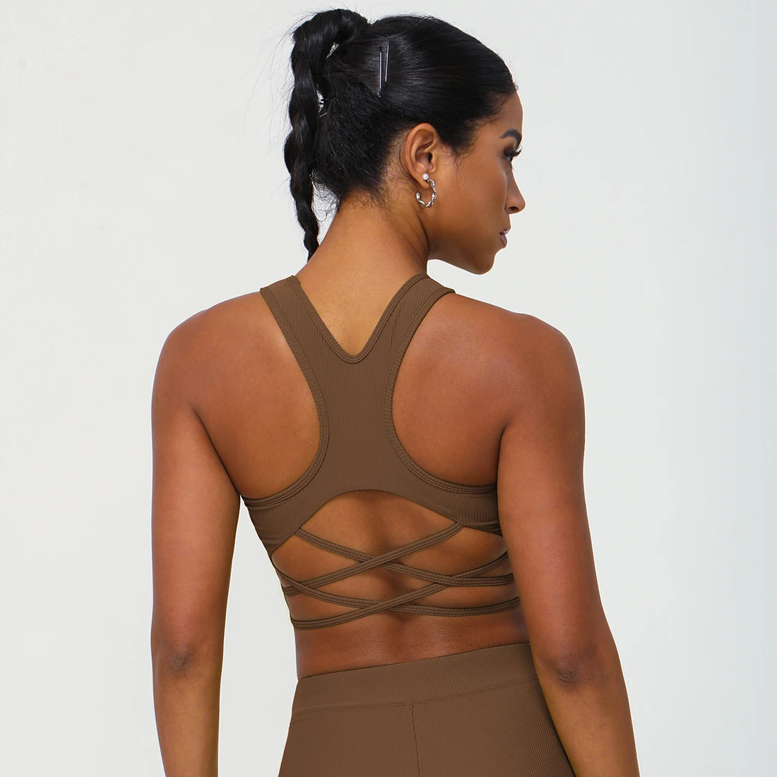 Saashi Cross-Back Ribbed Fitness Top