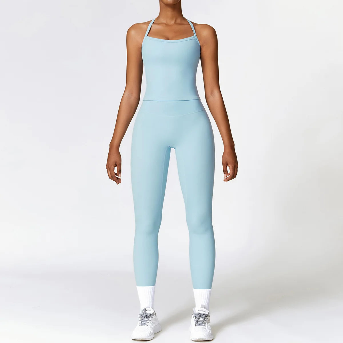 Saashi 2-Piece Seamless Yoga Set with Sports Bra and Leggings for Women’s Fitness Workouts