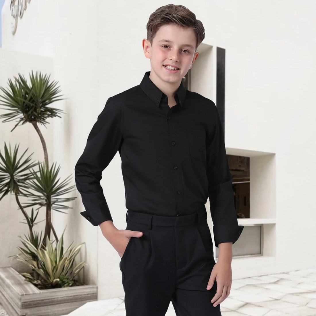 Boys Shirt Kids Oxford White Shirts Toddler School Uniform Gift Perform Ceremony Birthday Wedding Formal Clothes 6 to 14 Years