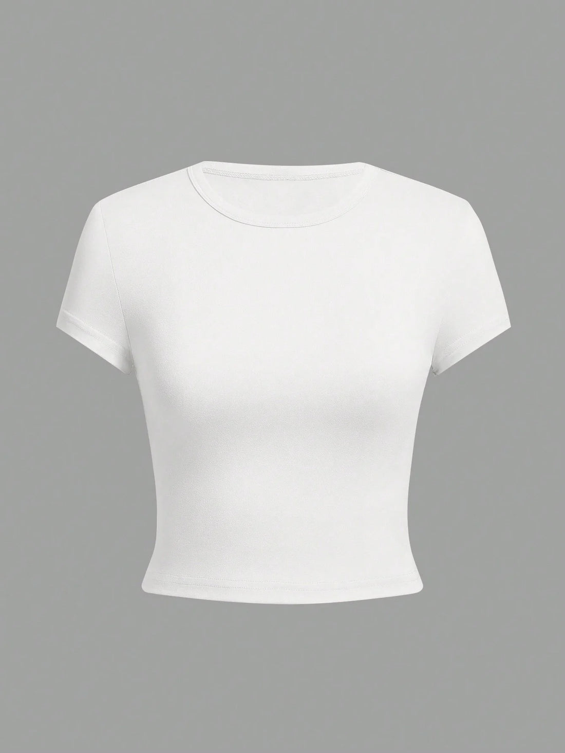 Saashi 4PCS Solid Color Basic Tight Fit T Shirt Set for Women Casual Minimalist O Neck Tops