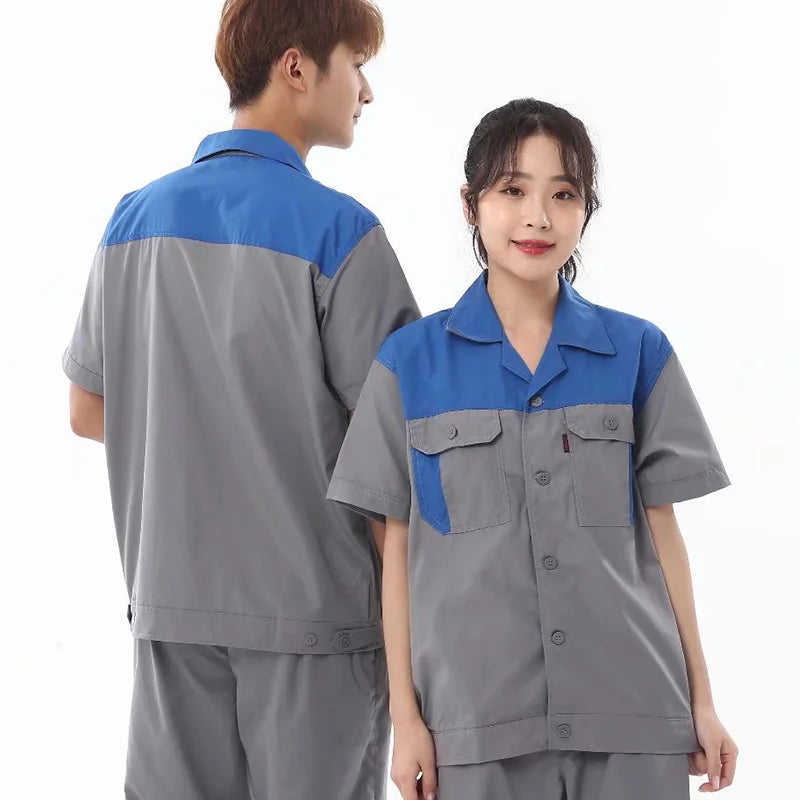 Saashi Labor Day Unisex Workwear Set – Multi-Pocket Utility Shirt & Pants for Auto & Cleaning Work