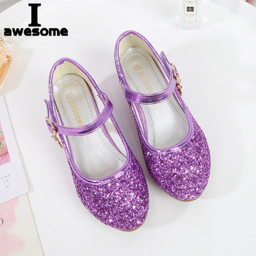 Saashi Girls Princess Low-Heel Shoes – Purple & Red Leather Party Wedding Flats