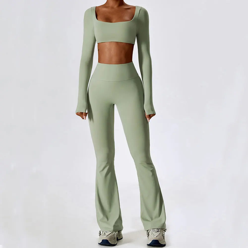 Saashi 2-Piece Fitness Tracksuit – Sports Top & High Waist Leggings