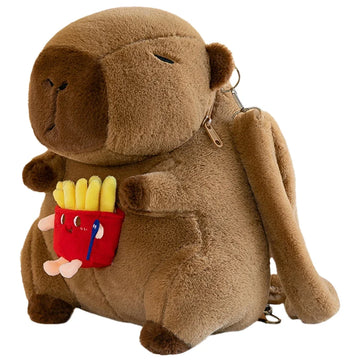 Saashi Cute Capybara Plush Backpack Funny Cartoon Shoulder Bag Furry School Kids.