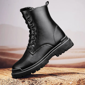 Saashi Men Warm Plush High Top Boots Winter Soft Sole Non-Slip Outdoor.
