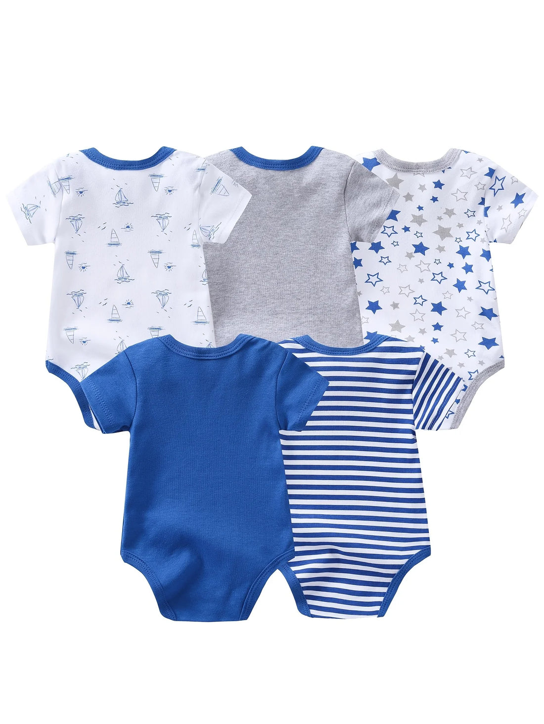 Saashi Sailboat Print Baby Boy Triangle Romper Set